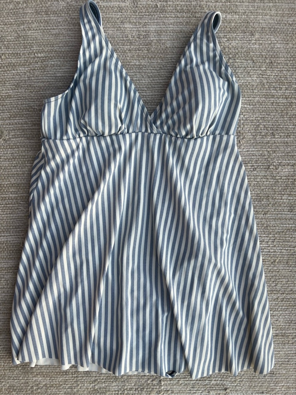 Roatan Nauitical Blue Off-White Striped‎ One-Piece Flowy Swim Dress size Large